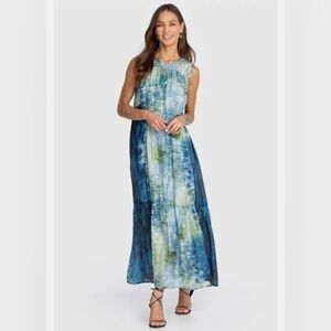 NWOT Johnny Was Peter & Greta Gimova Shirred Silk Dress. Size: M.